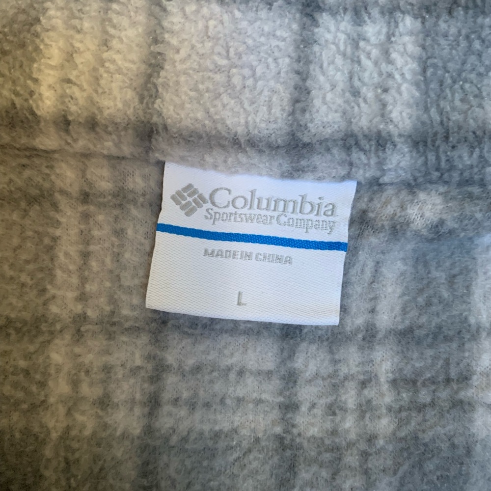 Columbia Full Zip Fleece-Gray Plaid-Zip Close Pockets-Mock Neck-Warm-Large - Picture 7 of 9